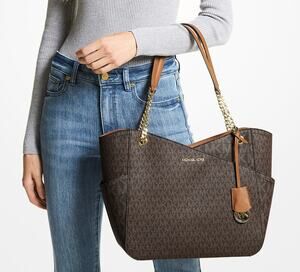 Michael Kors Jet Set Large Signature Logo Shoulder Bag, Large Tote, NWT